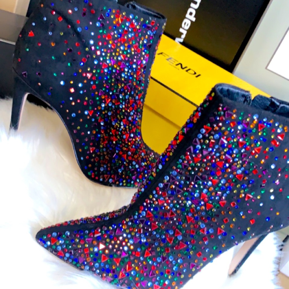 Jessica Simpson Multi-colored rhinestone booties